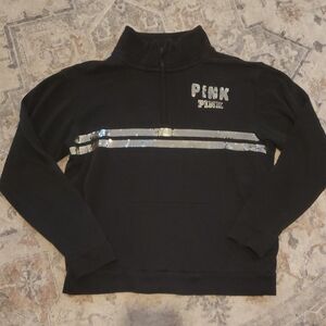 Victoria's Secret PINK Black Sweatshirt Gold Bling